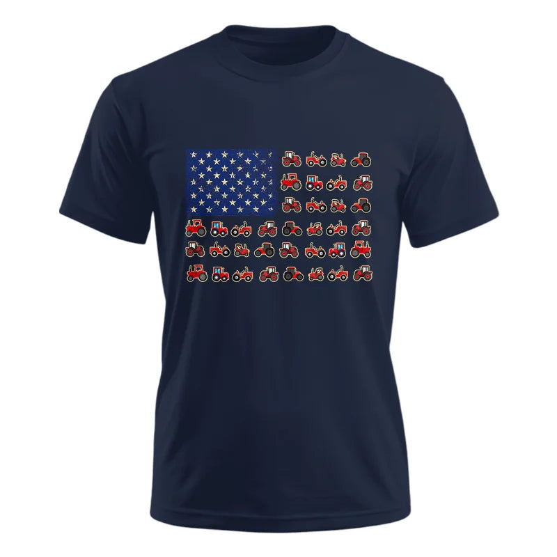 Farming Tractor Vintage Patriotic American Flag - Unisex Ultra Cotton Tee