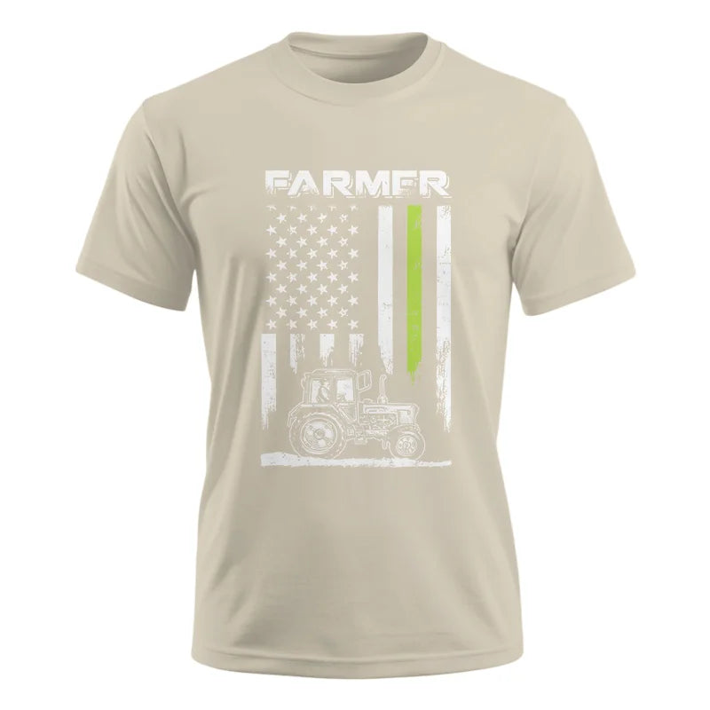 Image of Farmer Tractor Patriotic American Flag - Unisex Ultra Cotton Tee