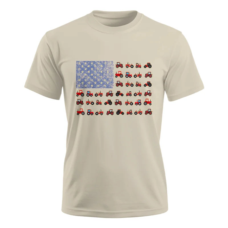 Farming Tractor Vintage Patriotic American Flag - Unisex Ultra Cotton Tee