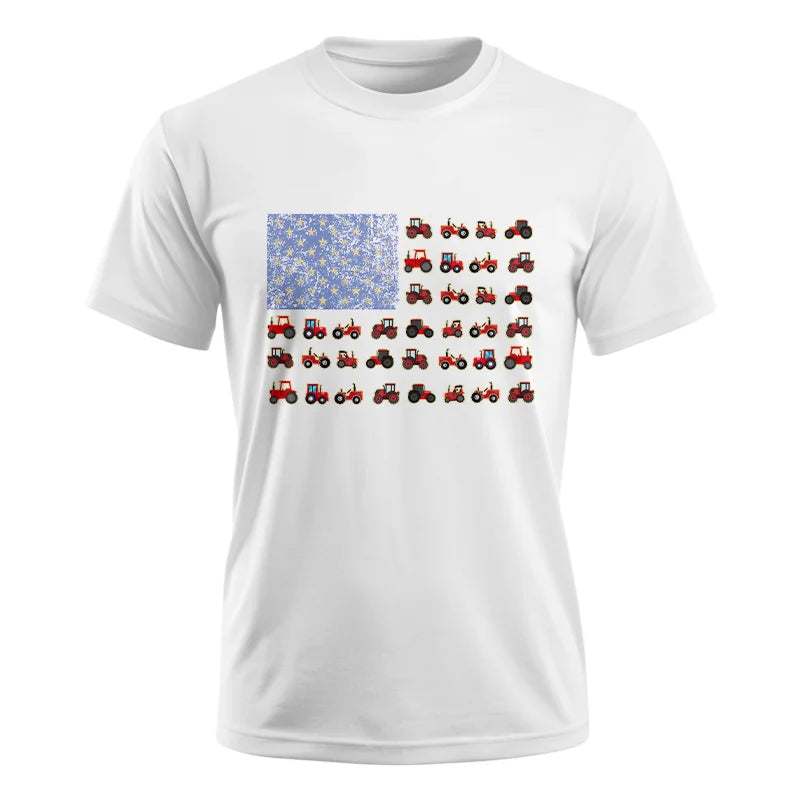 Farming Tractor Vintage Patriotic American Flag - Unisex Ultra Cotton Tee