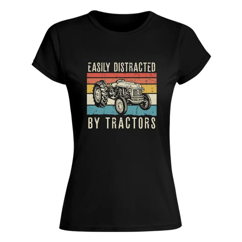 Easily Distracted By Tractors Vintage Design - Women's Softstyle Tee