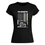 Farmer Tractor Patriotic American Flag - Women's Softstyle Tee