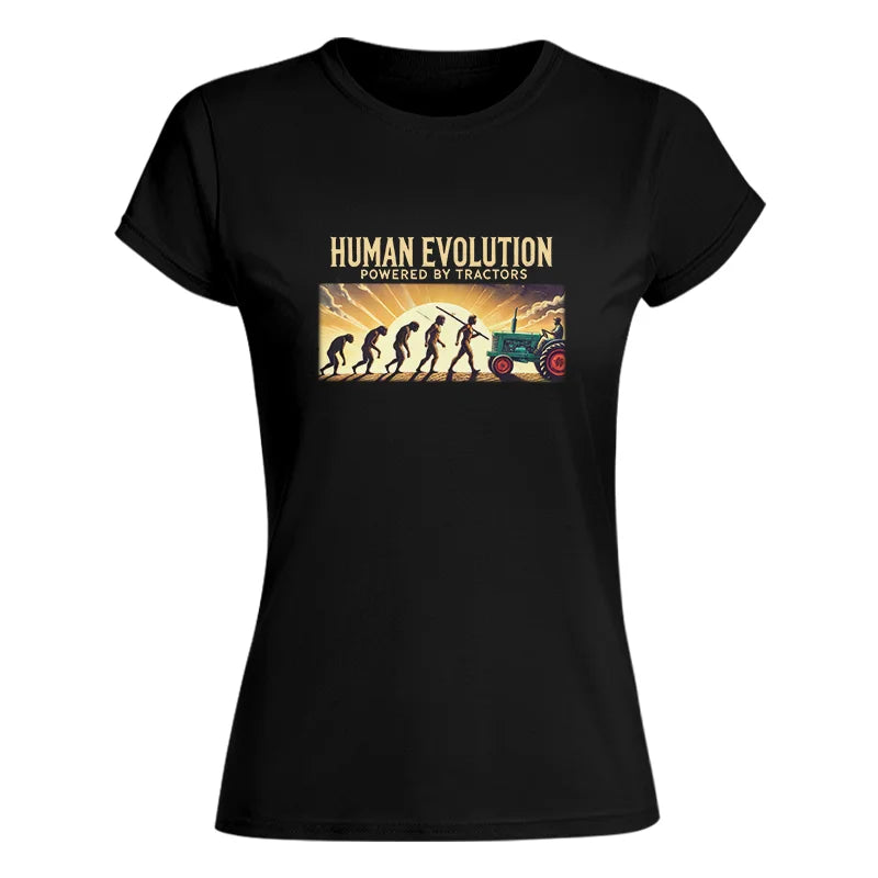 Human Evolution Powered By Tractors - Women's Softstyle Tee