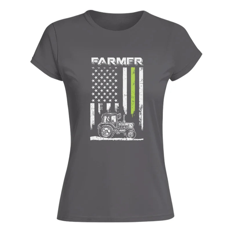 Farmer Tractor Patriotic American Flag - Women's Softstyle Tee