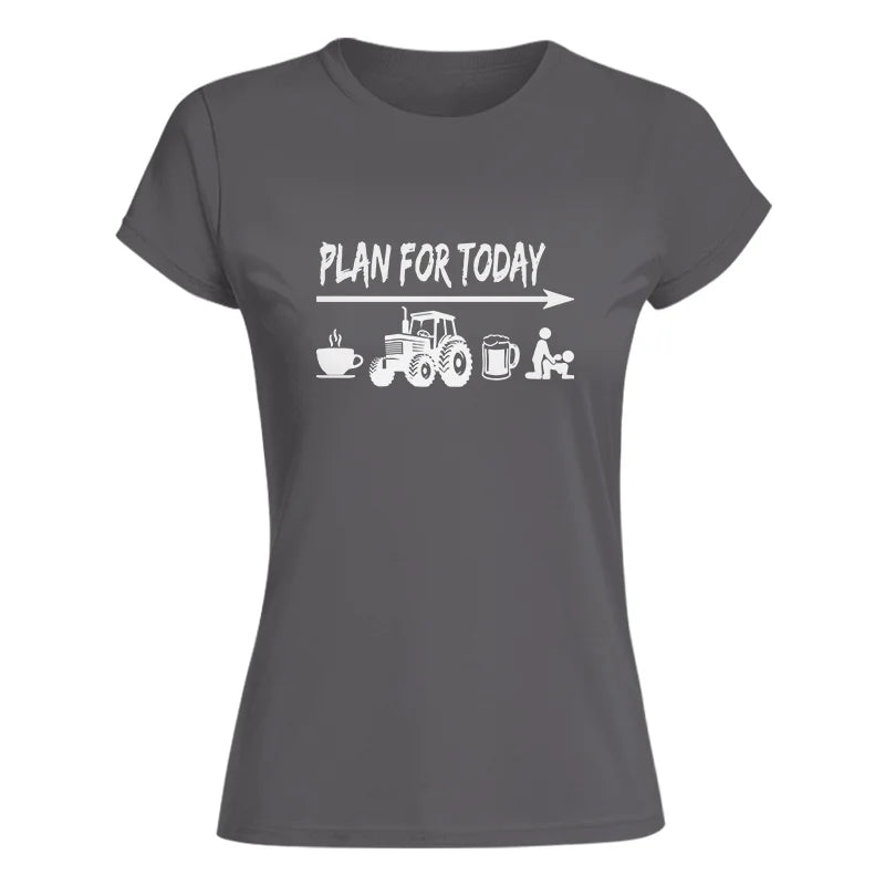 Image of Funny Farmer Plan For Today Coffee Tractor Beer Bed - Women's Softstyle Tee