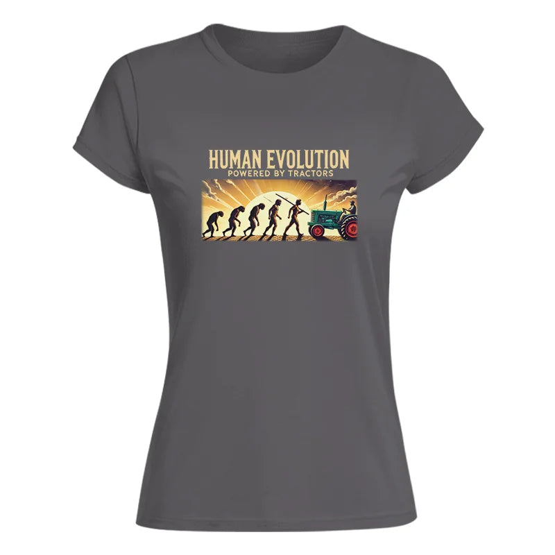 Human Evolution Powered By Tractors - Women's Softstyle Tee