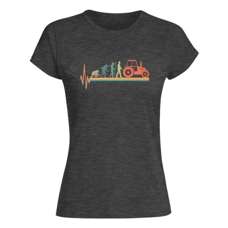 Heartbeat Evolution Farmer Tractor Agriculture Vintage - Women's Softstyle Tee