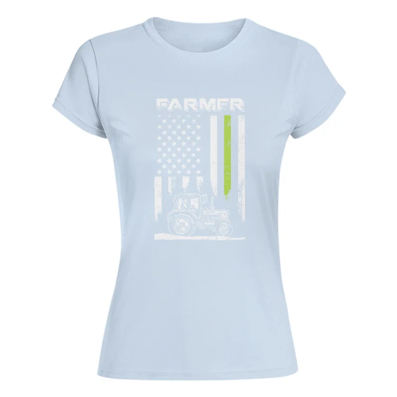 Farmer Tractor Patriotic American Flag - Women's Softstyle Tee