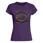 Flow The Past_Seed The Future_Drive A Tractor 1 - Women's Softstyle Tee