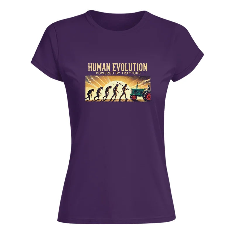 Human Evolution Powered By Tractors - Women's Softstyle Tee