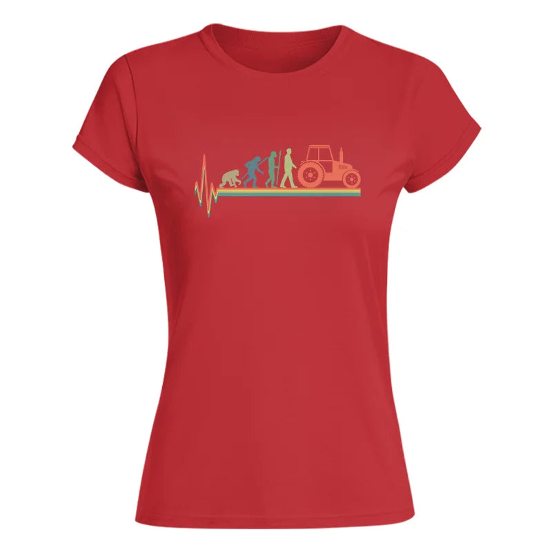 Heartbeat Evolution Farmer Tractor Agriculture Vintage - Women's Softstyle Tee