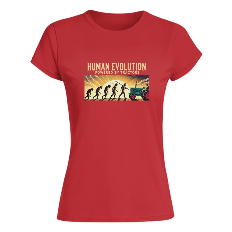 Image of Human Evolution Powered By Tractors - Women's Softstyle Tee