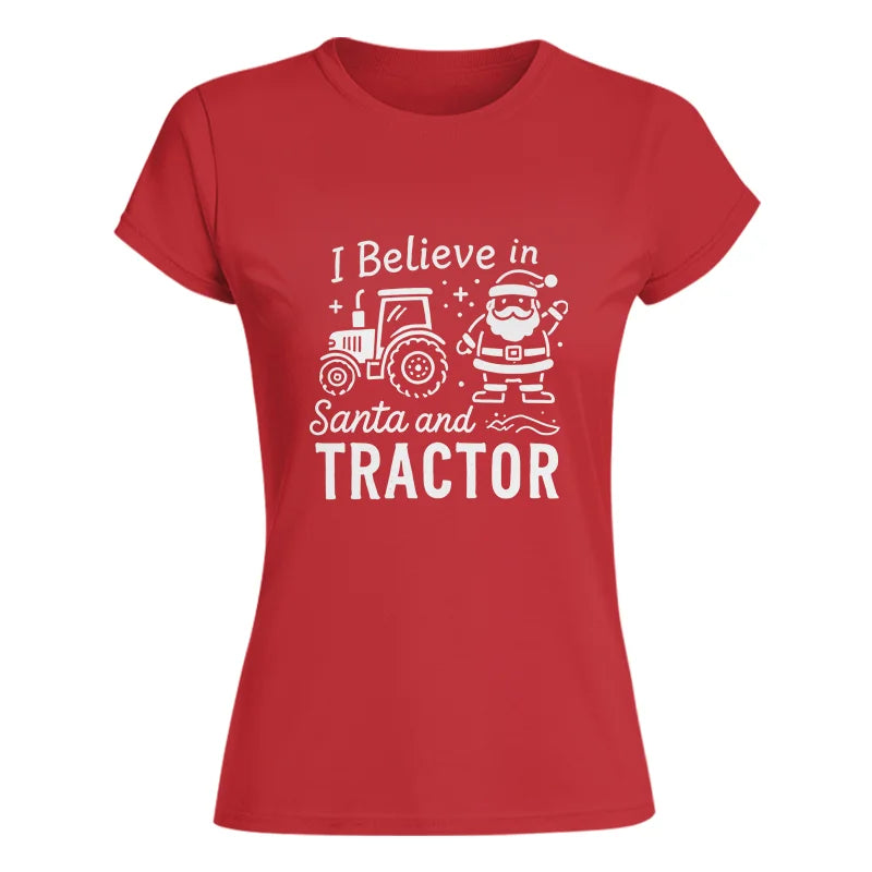 Image of I Believe In Santa And Tractor - Women's Softstyle Tee