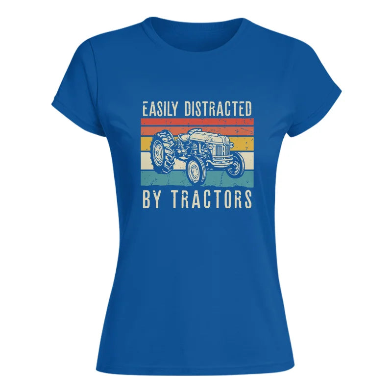 Easily Distracted By Tractors Vintage Design - Women's Softstyle Tee