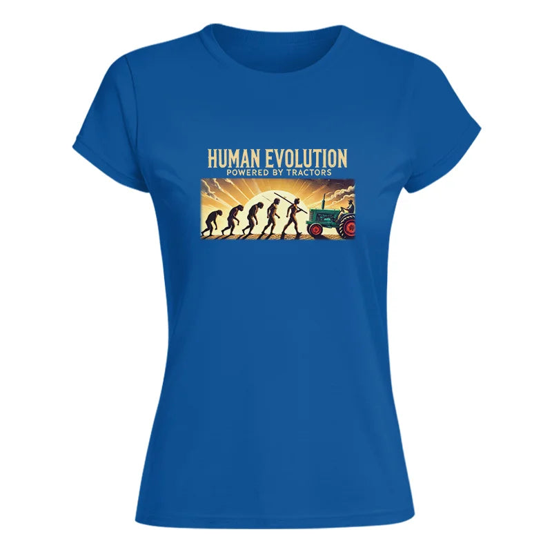 Image of Human Evolution Powered By Tractors - Women's Softstyle Tee