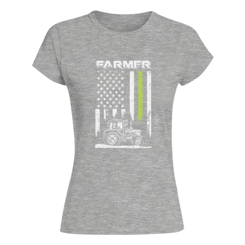 Farmer Tractor Patriotic American Flag - Women's Softstyle Tee