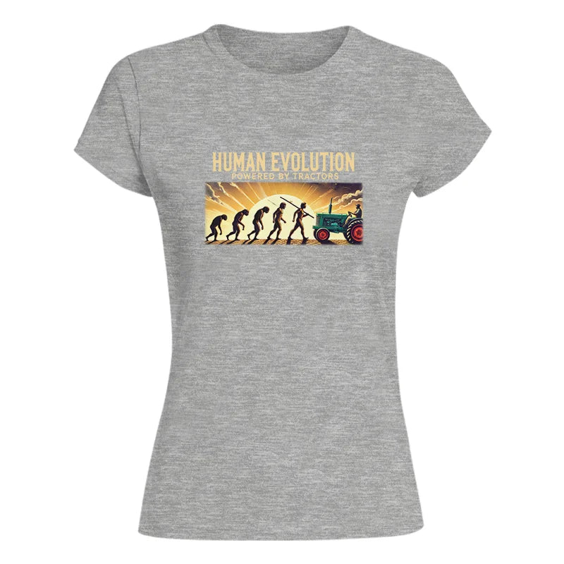 Human Evolution Powered By Tractors - Women's Softstyle Tee